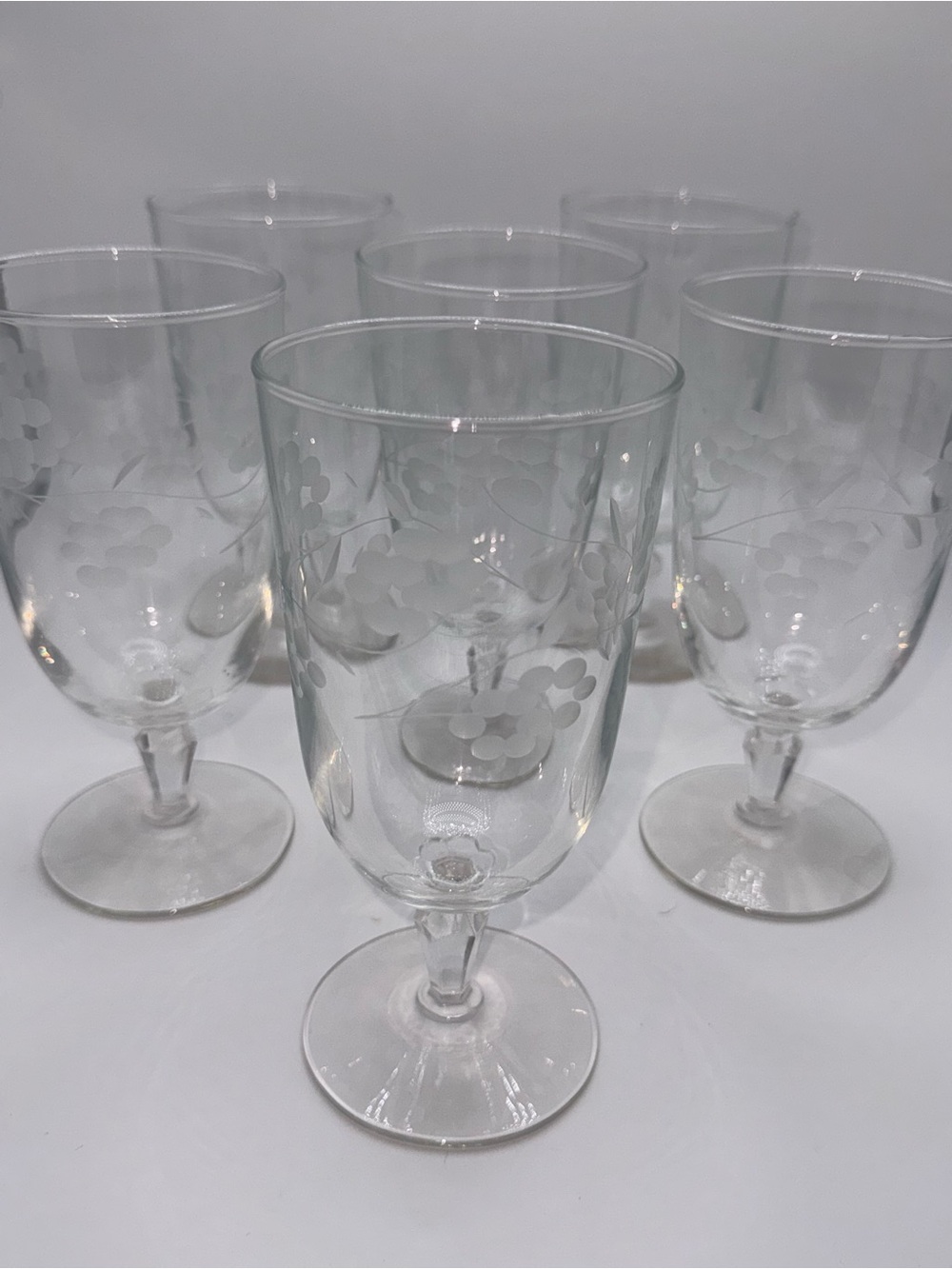 Libbey Clear Etched Floral Tea Goblets - Set of 6